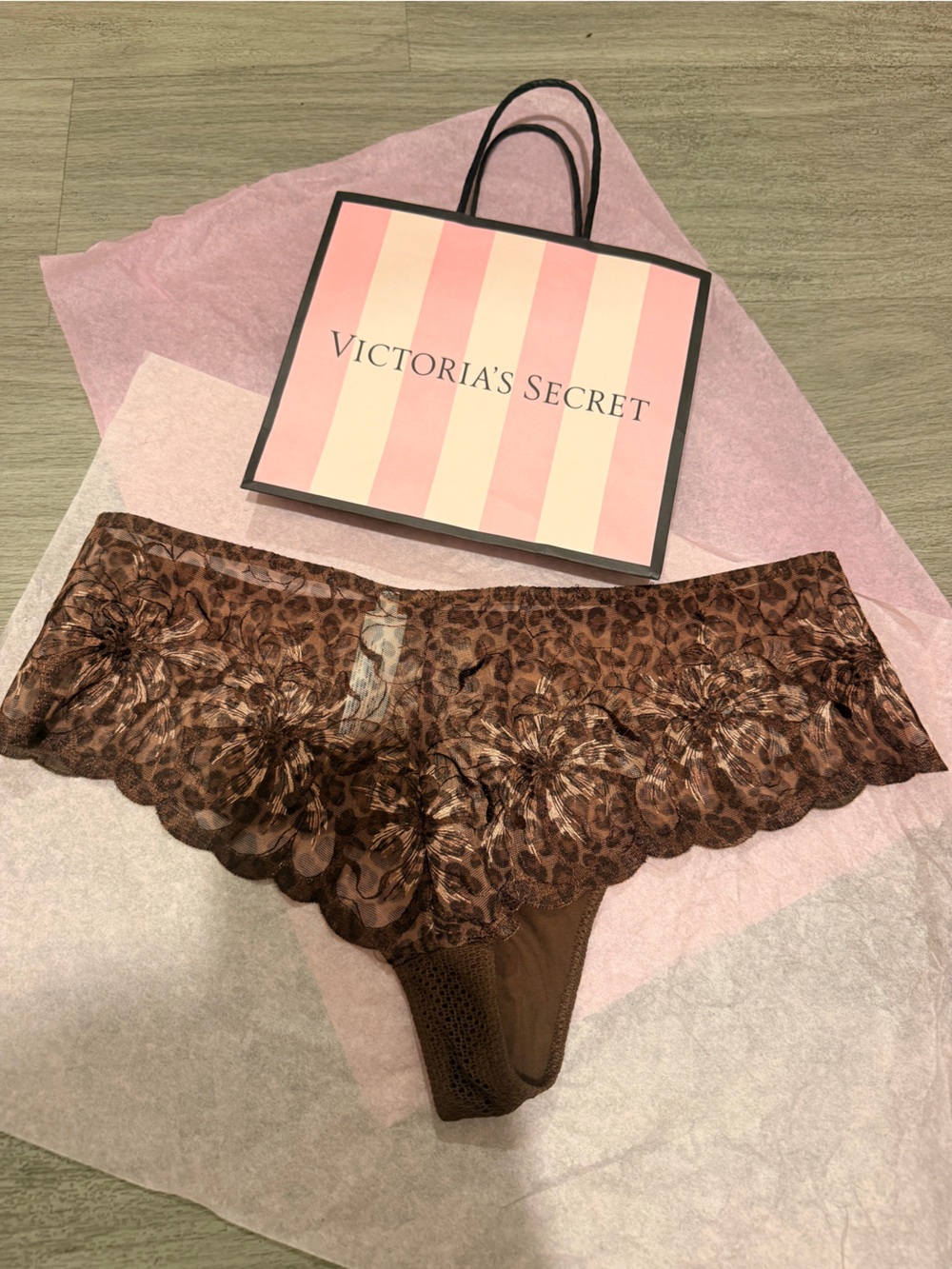 New Chantelle Brown Lace Leopard-Print Hipster Panty S